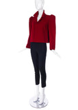 Saint Laurent Red Garbadine Wool Puff Sleeve Jacket - BOUTIQUE PURCHASE PRICE