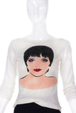Heatherette Liza Minnelli Long Sleeve T-Shirt Ruby Rhinestone Lips and Glitter Eye ShadowFW2002