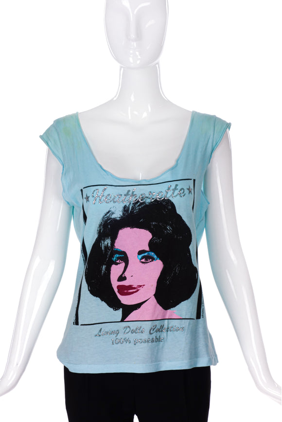 Heatherette Sleeveless T-Shirt with Portrait of Elizabeth Taylor