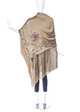 John Galliano Embroidered Floral Shawl with Fringe