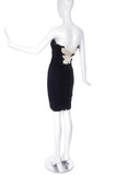 Thierry Mugler Black Velvet Horn Bodice Cocktail Dress