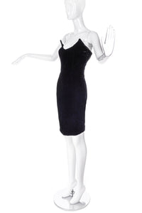 Thierry Mugler Black Velvet Horn Bodice Cocktail Dress