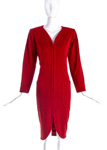 Saint Laurent Rive Gauche Red Knit Dress - BOUTIQUE PURCHASE PRICE