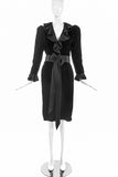 Saint Laurent Black Velvet "Catherine Deneuve" Dress with Silk Ruffle Neck - BOUTIQUE PURCHASE PRICE