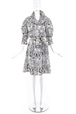 John Galliano White & Black Print Rain Coat