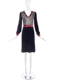 Leonard Black Dress with White Dot Print and Red Piping - BOUTIQUE PURCHASE PRICING