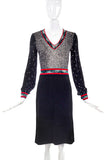 Leonard Black Dress with White Dot Print and Red Piping - BOUTIQUE PURCHASE PRICING