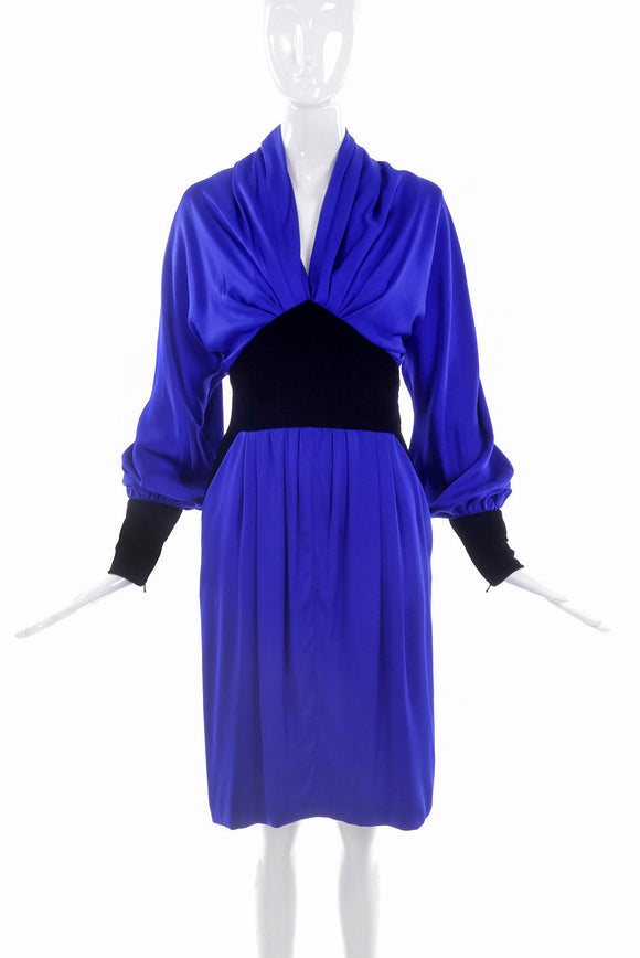 Jacqueline De Ribes Purple Silk Dress with Velvet 