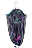 Leonard Black Chiffon Caftan Jumpsuit with Signature Flower Print Kaftan