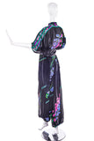 Leonard Black Chiffon Caftan Jumpsuit with Signature Flower Print Kaftan