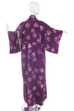 Vintage Purple Silk Crepe Kimono With Flower Print