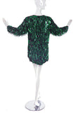Vintage Emerald Green Metallic Sequin Embellished Mini Dress / Top