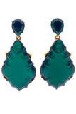 Oscar de la Renta Emerald Green Large Art Deco Teardrop Earring
