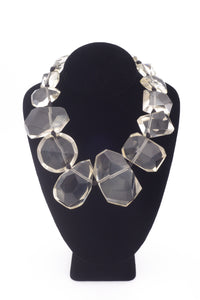 Monies Lucite  Crystal Geometric Statement Necklace