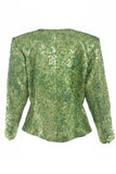 Yves Saint Laurent Green Metallic Textured Power Suit Blazer