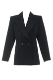 Saint Laurent Rive Gauche Black "Le Smoking" Tuxedo Suit with Couture Shoulder and Oversized Satin Lapel