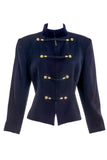 Claude Montana Black Military Jacket with Rope Trim and Gold Buttons