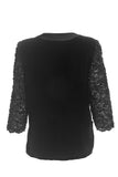 Jean Louis Scherrer Black Velvet and Satin Jacket with Black Beaded Lace Sleeves - BOUTIQUE PURCHASE PRICE