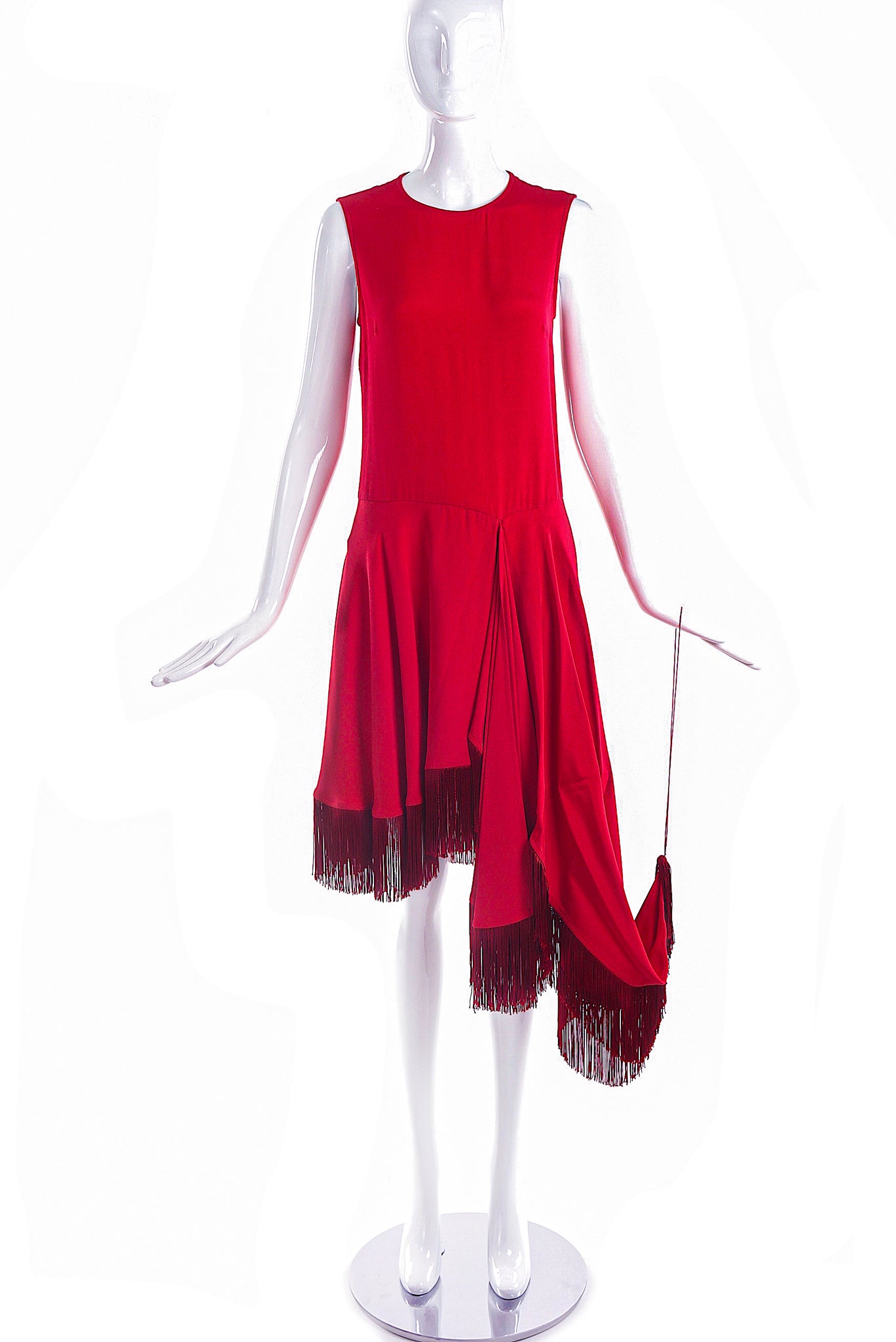 Calvin Klein 205W39NYC by Raf Simons Red Asymmetrical Dress with Fring – PauméLosAngeles Calvin Klein 205W39NYC by Raf Simons Red Asymmetrical Dress with Fring – PauméLosAngeles
