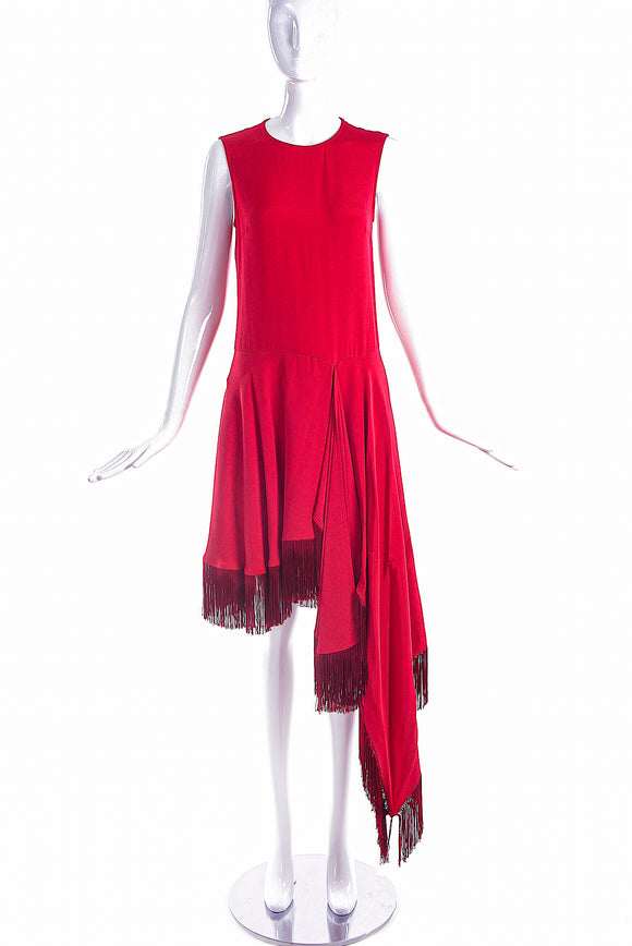 Calvin Klein 205W39NYC by Raf Simons Red Asymmetrical Dress with Fring – PauméLosAngeles Calvin Klein 205W39NYC by Raf Simons Red Asymmetrical Dress with Fring – PauméLosAngeles