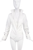 Dsquared2 White Bodysuit Low V Neck Cuff Link Extra Long Sleeves