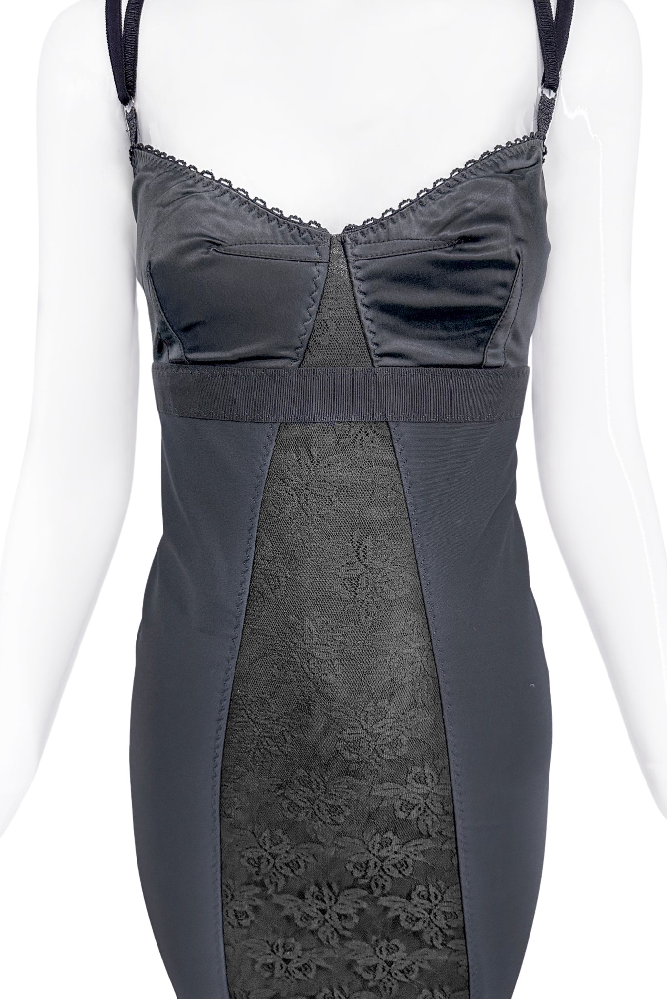 D&G by Dolce & Gabbana Black Mini Bodycon Girdle Dress with Black