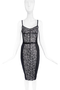 D&G by Dolce & Gabbana Black Bodycon Lace Detail Dress