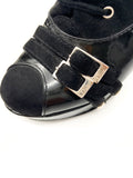 Christian Dior by John Galliano Black Patent Leather & Suede Buckle Strap Boots
