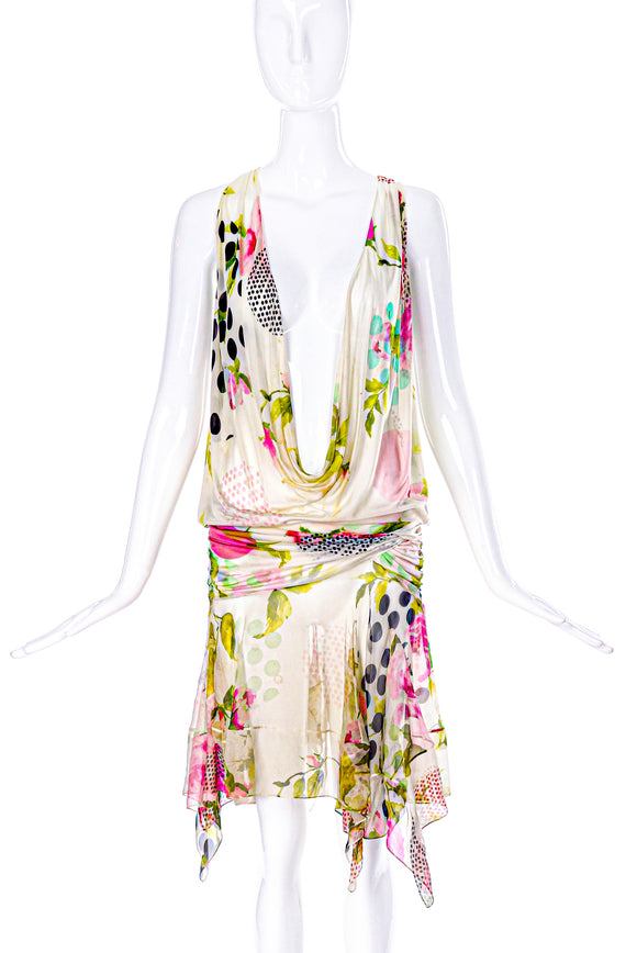 christian dior multicolor floral print silk slip dress s Dior Vintage Green/Pink Floral Print Silk Maxi Dress L Dior