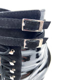 Christian Dior by John Galliano Black Patent Leather & Suede Buckle Strap Boots