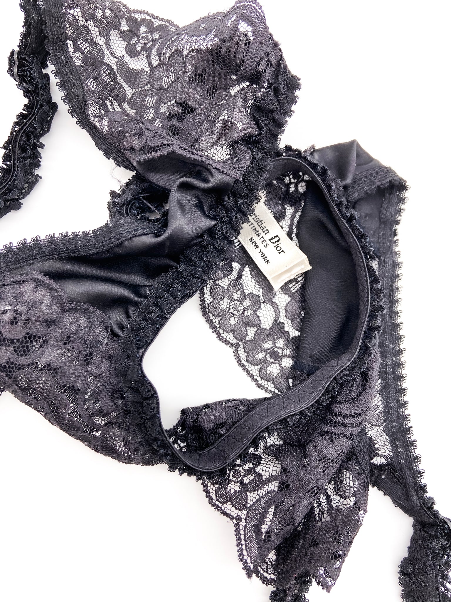 Christian Dior Black Satin and Lace High-Waisted Garter Belt PaumLosAngeles Christian Dior Black Satin and Lace High-Waisted Garter Belt PaumLosAngeles