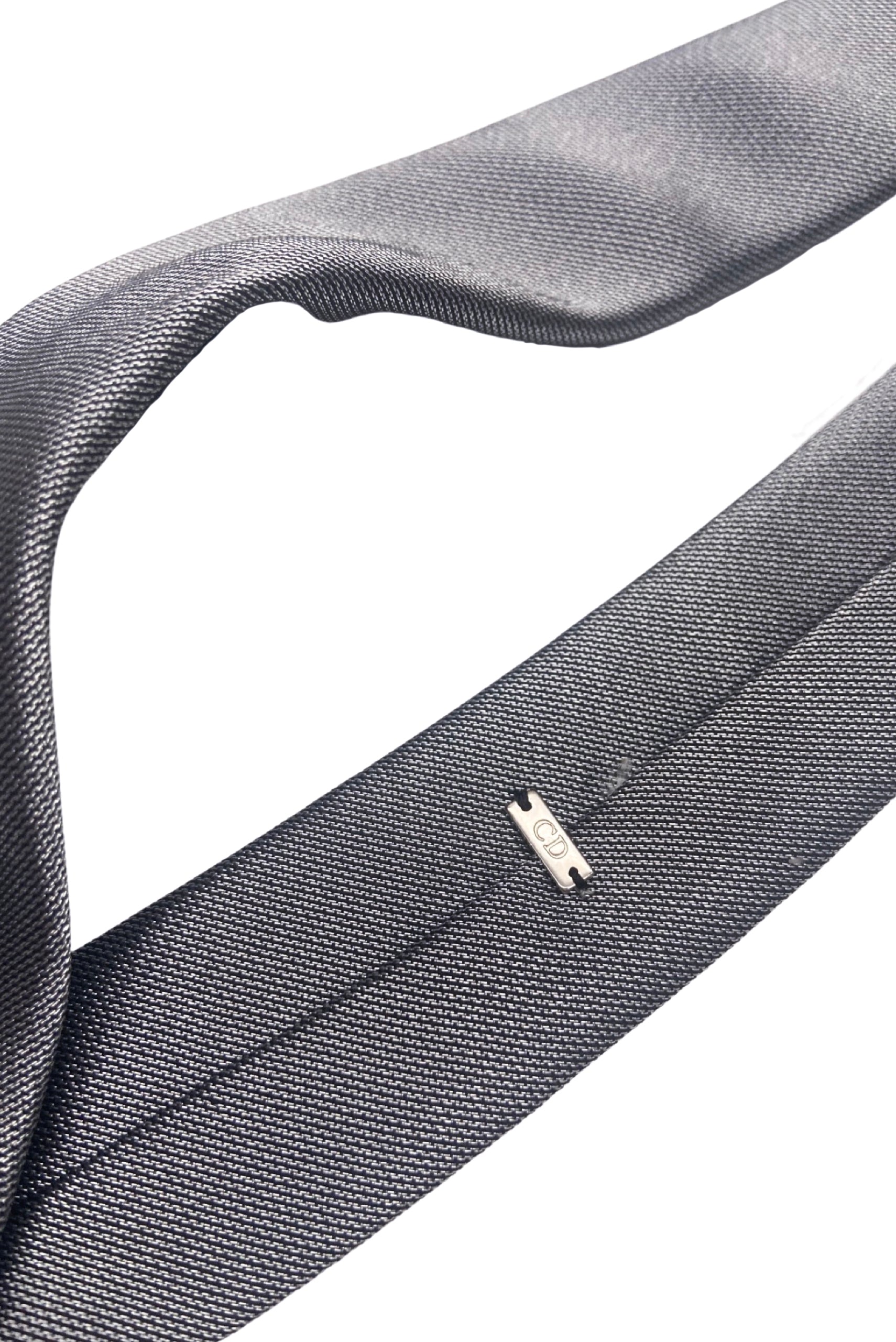 Dior Homme Silver Gray Metallic Skinny Tie Hedi Slimane