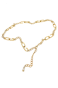 Dolce Gabbana Gold Logo Chain Necklace or Belt with Pearl