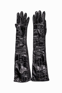 Dolce & Gabbana Black Eel Leather Long Gloves