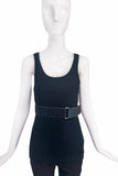 Dolce Gabbana Black Ribbed Tank Top with Adjustable Elastic Waist Belt
