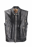 Dolce & Gabbana Black Leather Moto Vest with Ruffle Details