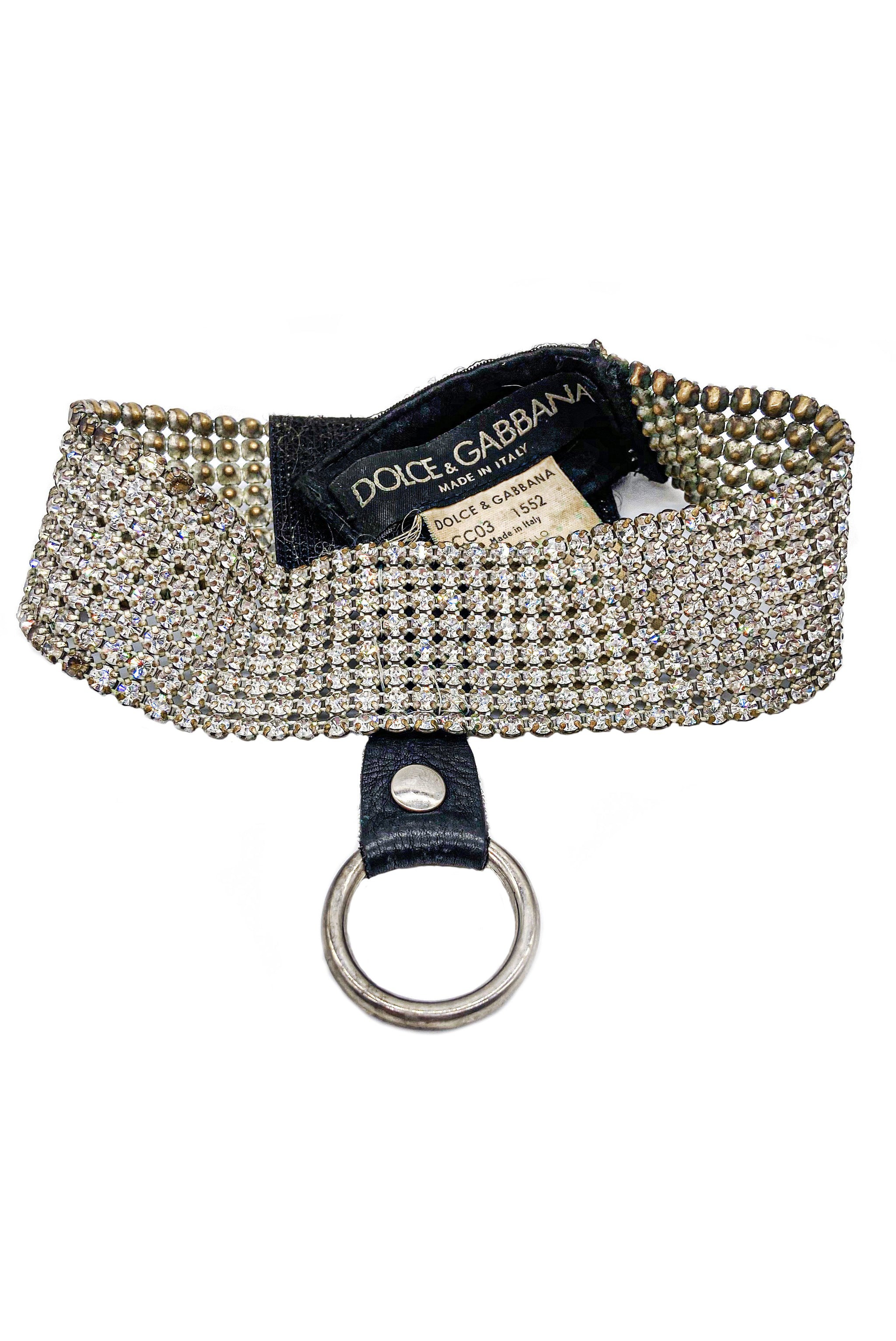 Dolce Gabbana Crystal Belt with Leather Ring Aaliyah Runway 