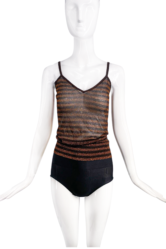 Dolce Gabbana Brown Lurex Striped Camisole Top Spring Summer 2000 Dolce Gabbana Brown Lurex Striped Camisole Top Spring Summer 2000