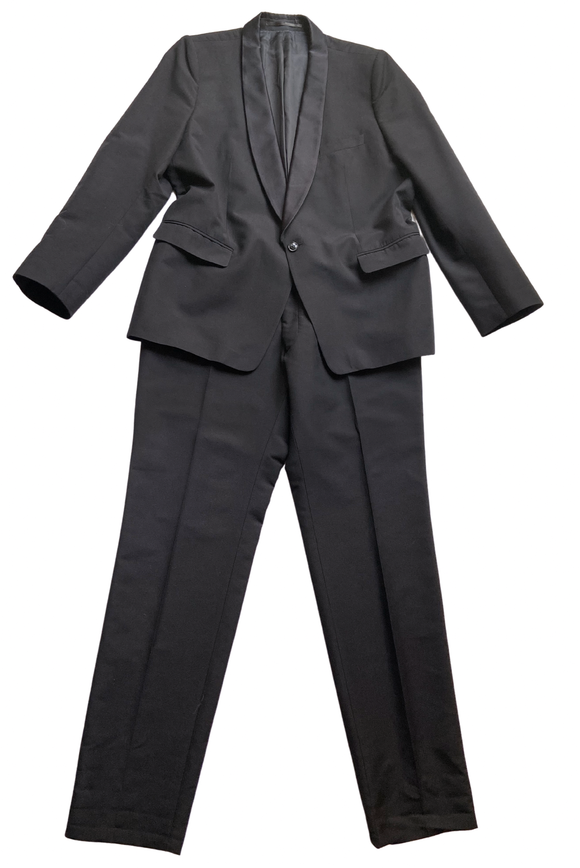 Dries Van Noten Black Skinny Lapel Tuxedo Suit