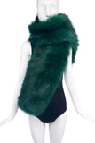 Dries Van Noten Emerald Green "Greta" Faux Fur Stole FW2016