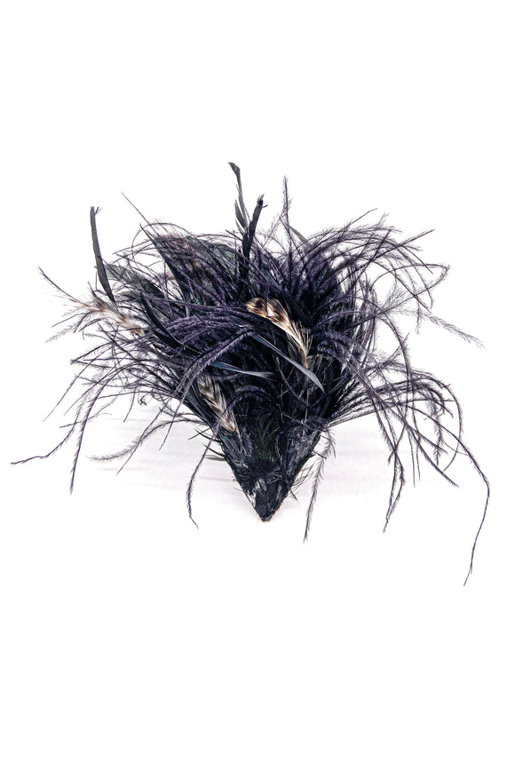 Dries Van Noten Black Feather Triangle Broach