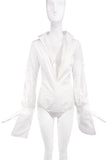 Dsquared2 White Bodysuit Low V Neck Cuff Link Extra Long Sleeves