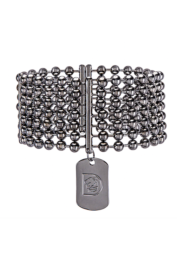 Dundas Silver Gunmetal Ball Chain Dog Tag Choker Necklace
