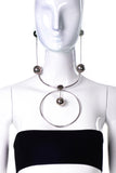 Eddie Borgo 1960's Silver Metallic Inspired Circle Globe Necklace and Double Globe Earrings