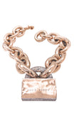 Eddie Borgo Rose Gold Oversized Padlock Chain Necklace with Pavé Diamonds