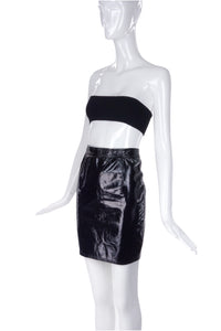 Emanuel Ungaro Black Shiny Patent Leather Mini Skirt