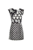 Emanuel Ungaro Black and White Floral and Graphic Print Mini Dress