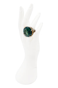 Vintage Emerald Green Round Large Cocktail Ring