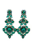 Vintage Gold Emerald Green Crystal Chandelier Duster Earrings