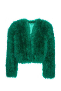 Vintage Emerald Green Marabou Feather "Jane Forth" Crop Jacket